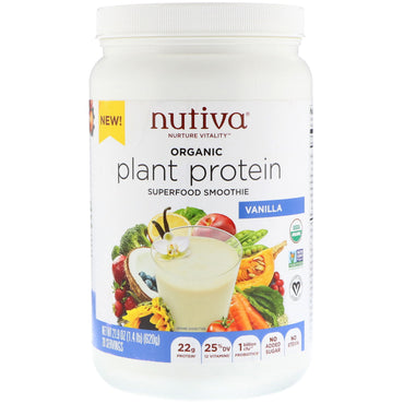 Nutiva, Protéine végétale, Vanille, 1,4 lb (620 g)