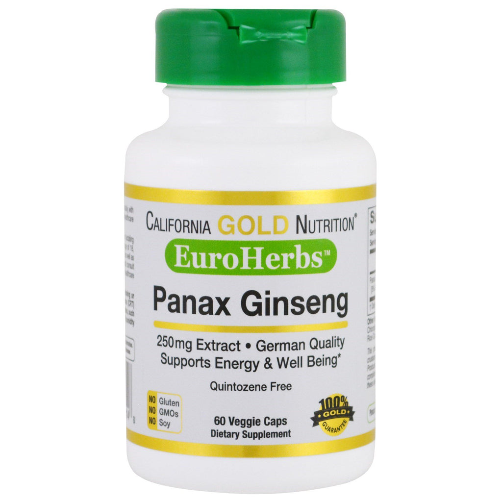 California Gold Nutrition, Extrait de Panax Ginseng, EuroHerbs, 250 mg, 60 gélules végétariennes