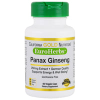 California Gold Nutrition, Panax Ginseng Extract, EuroHerbs, 250 mg, 60 Veggie Caps