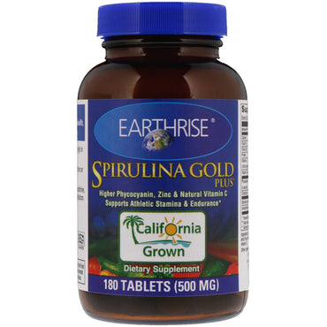 Earthrise, Spiruline Gold Plus, 500 mg, 180 comprimés