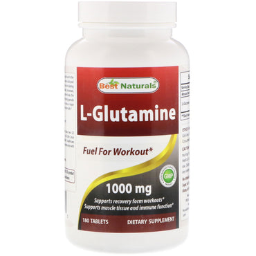 Best Naturals, L-glutamina, 1000 mg, 180 tabletek