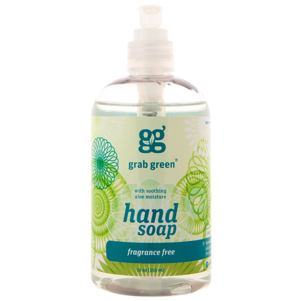GrabGreen, Hand Soap, Fragrance Free, 12 oz (355 ml)