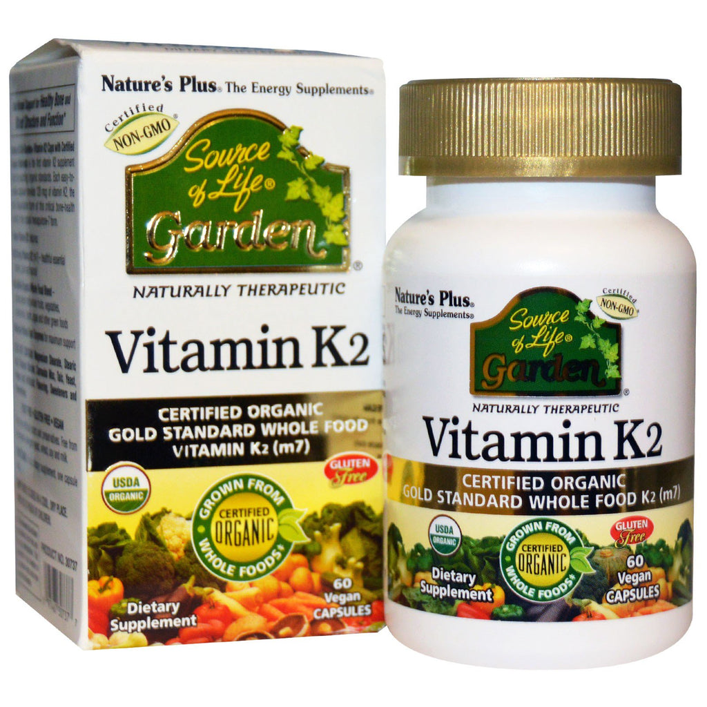Nature's Plus, kilde til liv, hage, vitamin K2, 60 veganske capser