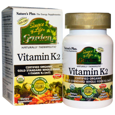 Nature's Plus, Fuente de vida, Jardín, Vitamina K2, 60 cápsulas veganas