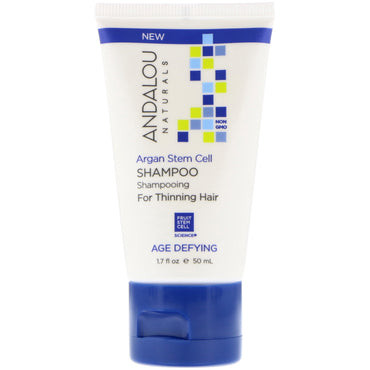 Andalou Naturals, shampoo, verouderingsbestendig, voor dunner wordend haar, arganstamcel, 1,7 fl oz (50 ml)