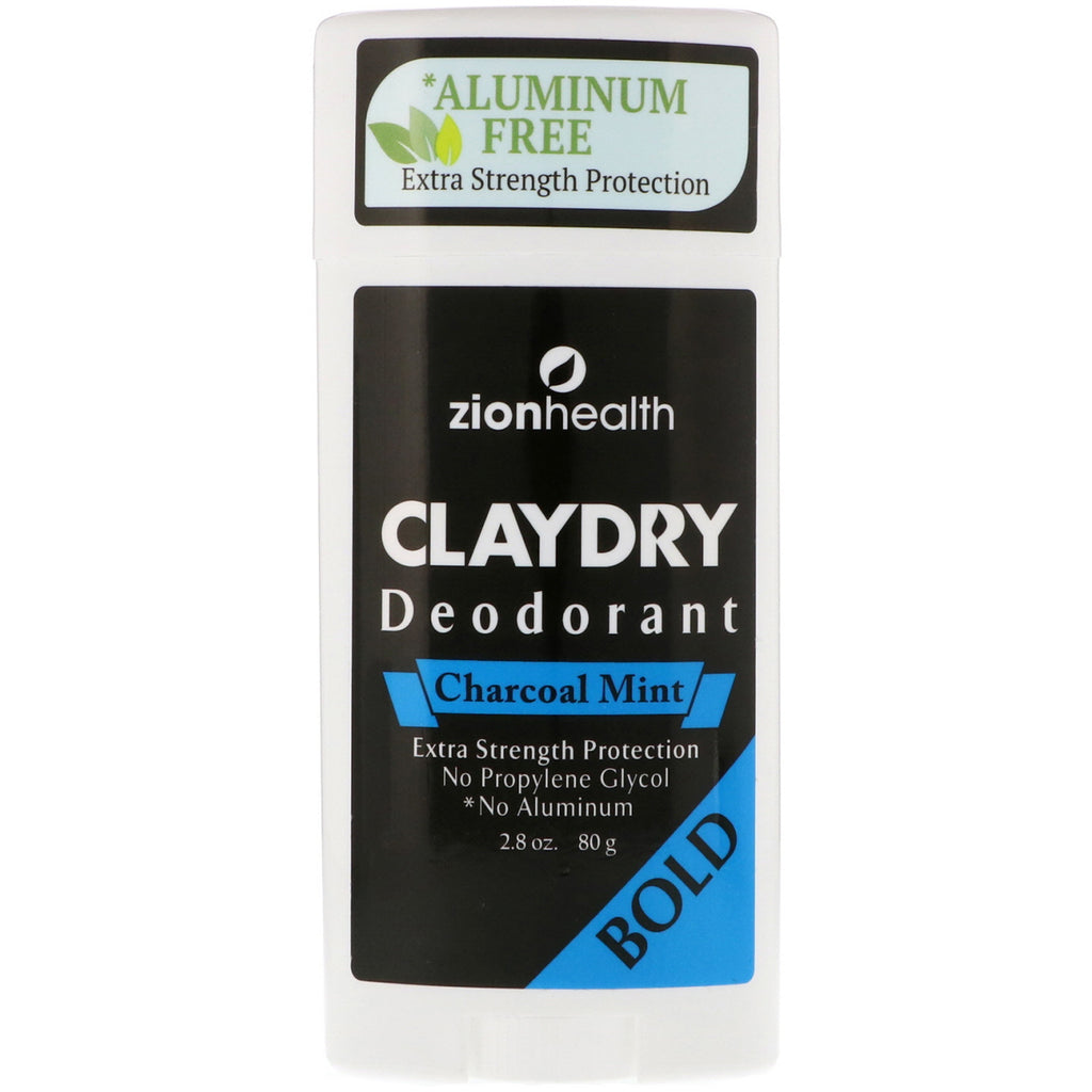 Zion Health, Bold, ClayDry Deodorant, Houtskoolmunt, 2,8 oz (80 g)
