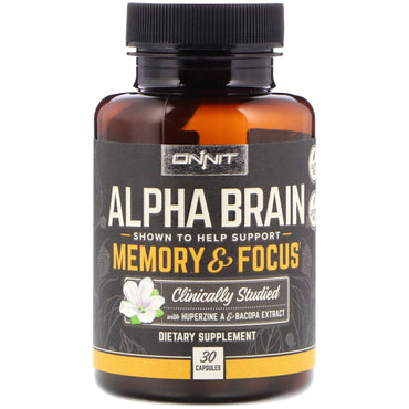 Onnit, Alpha Brain, memoria y concentración, 30 cápsulas