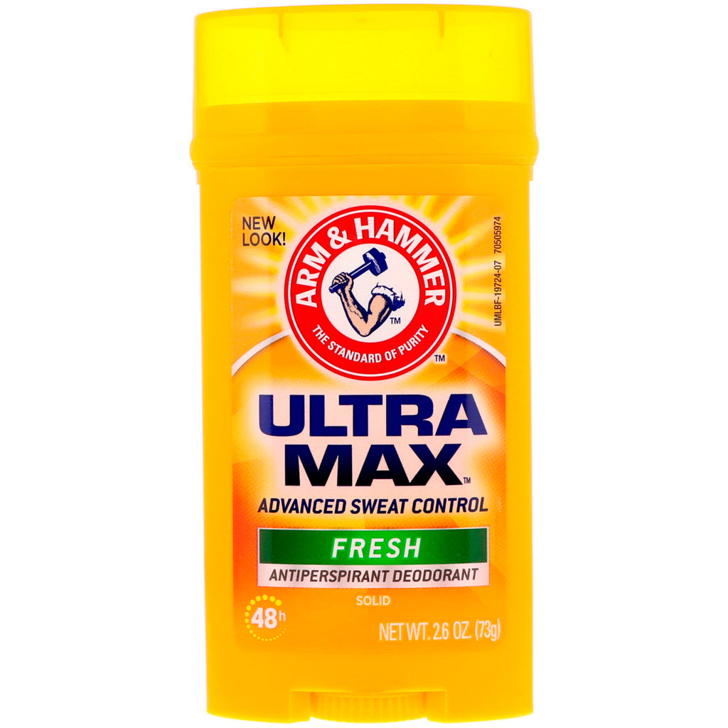 Arm &amp; Hammer, UltraMax, desodorante antitranspirante sólido, para hombres, fresco, 2,6 oz (73 g)
