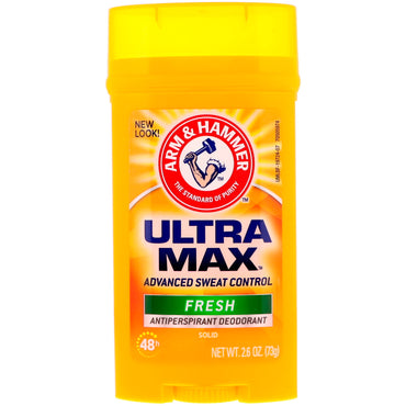 Arm & Hammer, UltraMax, solid antiperspirant deodorant, for menn, fersk, 2,6 oz (73 g)