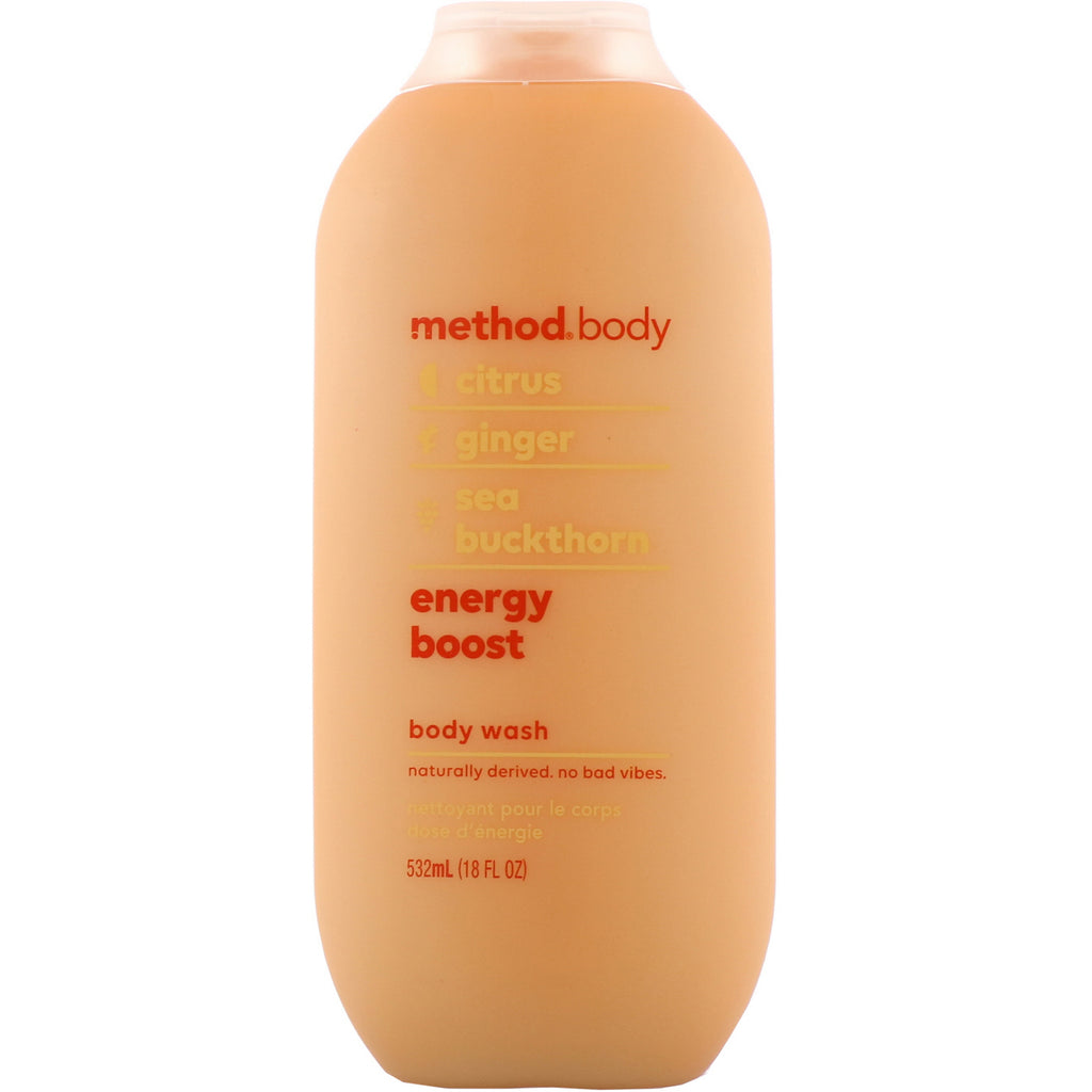 Method, Body, Gel de baño, Aumento de energía, 18 fl oz (532 ml)