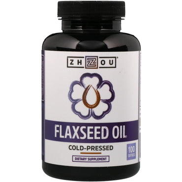 Zhou Nutrition, Flaxseed Oil, Cold-Pressed, 100 Softgels