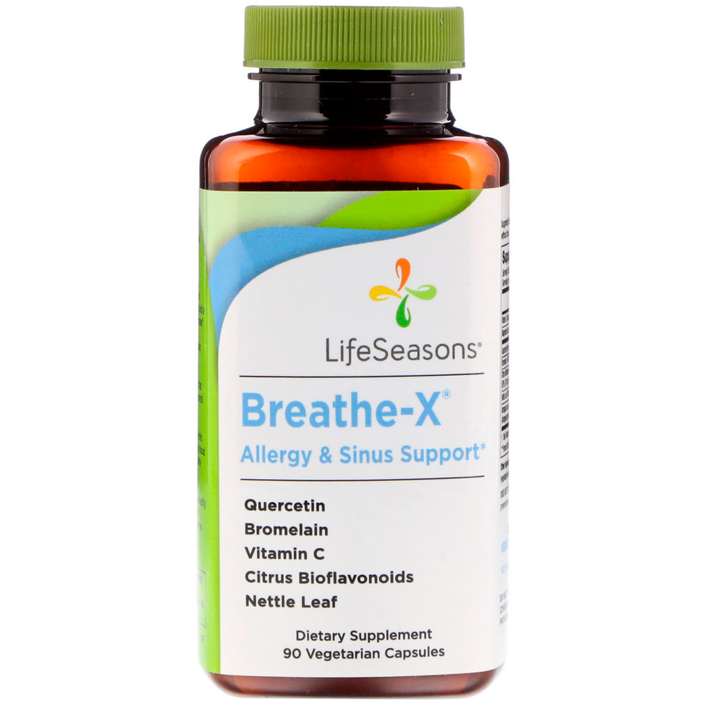 LifeSeasons, Breathe-X Allergie et soutien des sinus, 90 capsules végétariennes