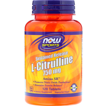 Now Foods, L-Citrulline, Sustained Release, 750 mg, 120 tabletter