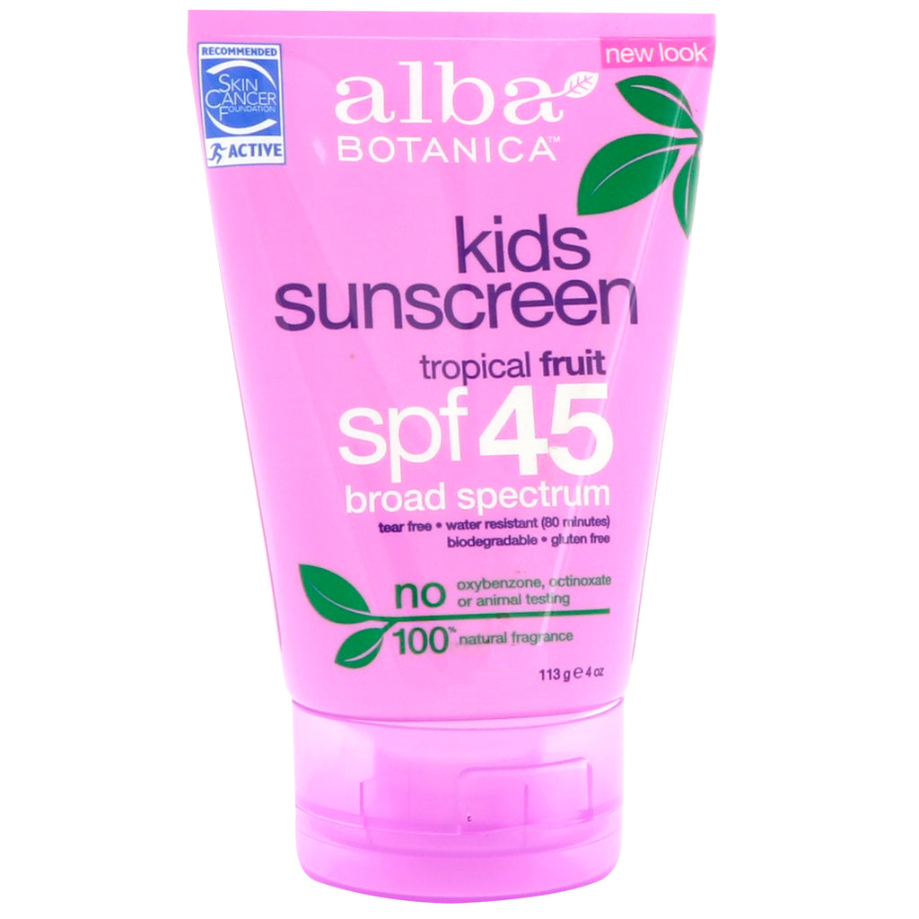 Alba Botanica Kids Sunscreen Tropical Fruit SPF 45 4 oz (113 g)