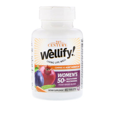 21st Century, Multivitamínico Multimineral Wellify para Mulheres com Mais de 50 Anos, 65 Comprimidos