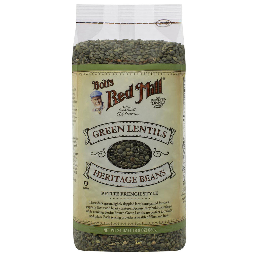 Bob's Red Mill, Green Lentils Heritage Beans, Petite French Style, 24 oz (680 g)