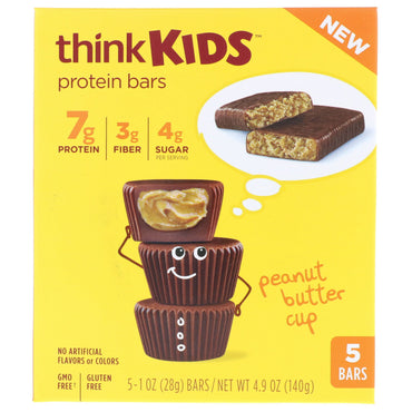 ThinkThin ThinkKids Protein Bars Peanut Butter Cup 5 Bars 1 oz (28 g ) Each