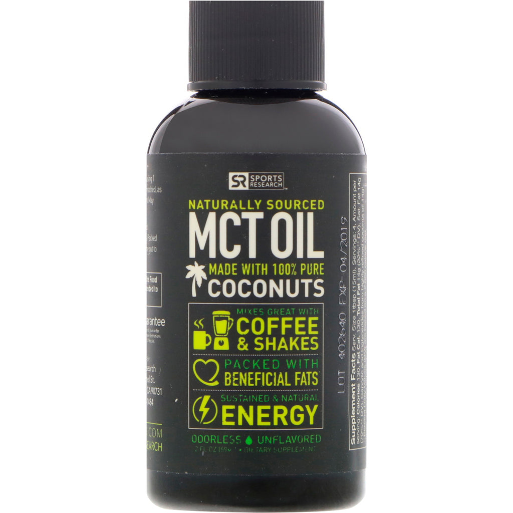 Sports Research, MCT Oil, Unflavored, 2 fl oz (59 ml)