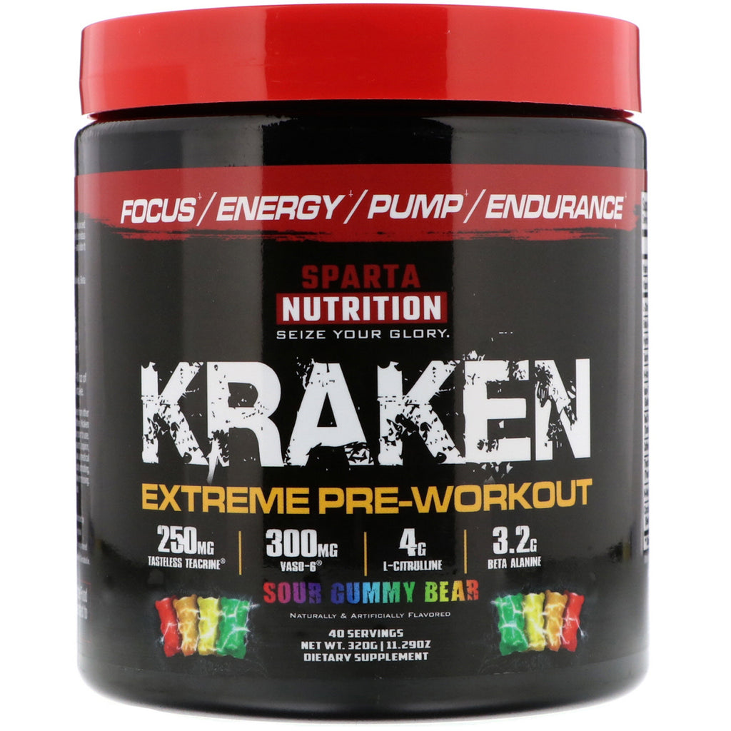 Sparta Nutrition, Kraken Extreme Pre-antrenament, Urs Gummy Acru, 11,29 oz (320 g)