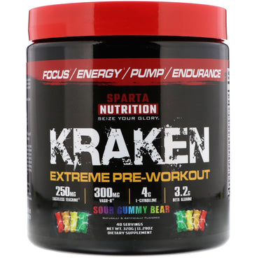 Sparta Nutrition, Kraken Extreme Pre-Workout, Sour Gummy Bear, 11,29 oz (320 g)