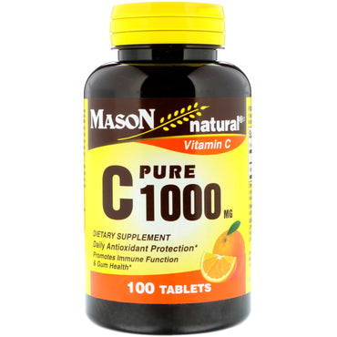 Mason Natural, فيتامين C النقي، 1000 ملجم، 100 قرص