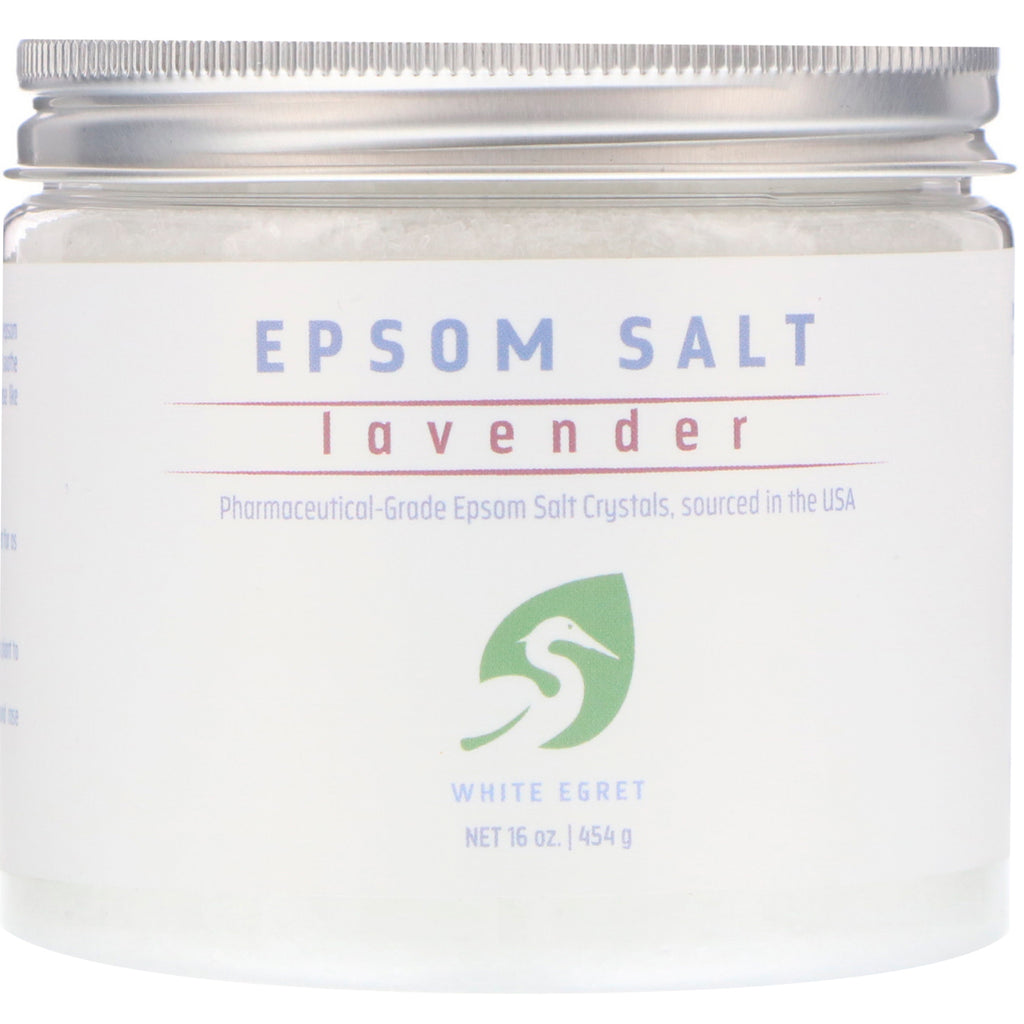 Îngrijire personală egretă albă, sare Epsom lavandă, 16 oz (454 g)
