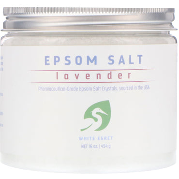 White Egret Personal Care, Lavender Epsom Salt, 16 oz (454 g)