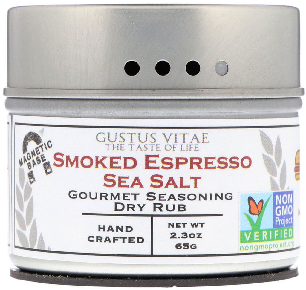 Gustus Vitae, Gourmet Seasoning Dry Rub, wędzona sól morska do espresso, 2,3 uncji (65 g)