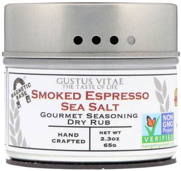 Gustus Vitae, Gourmet Seasoning Dry Rub, Smoked Espresso Sea Salt, 2.3 oz (65 g)