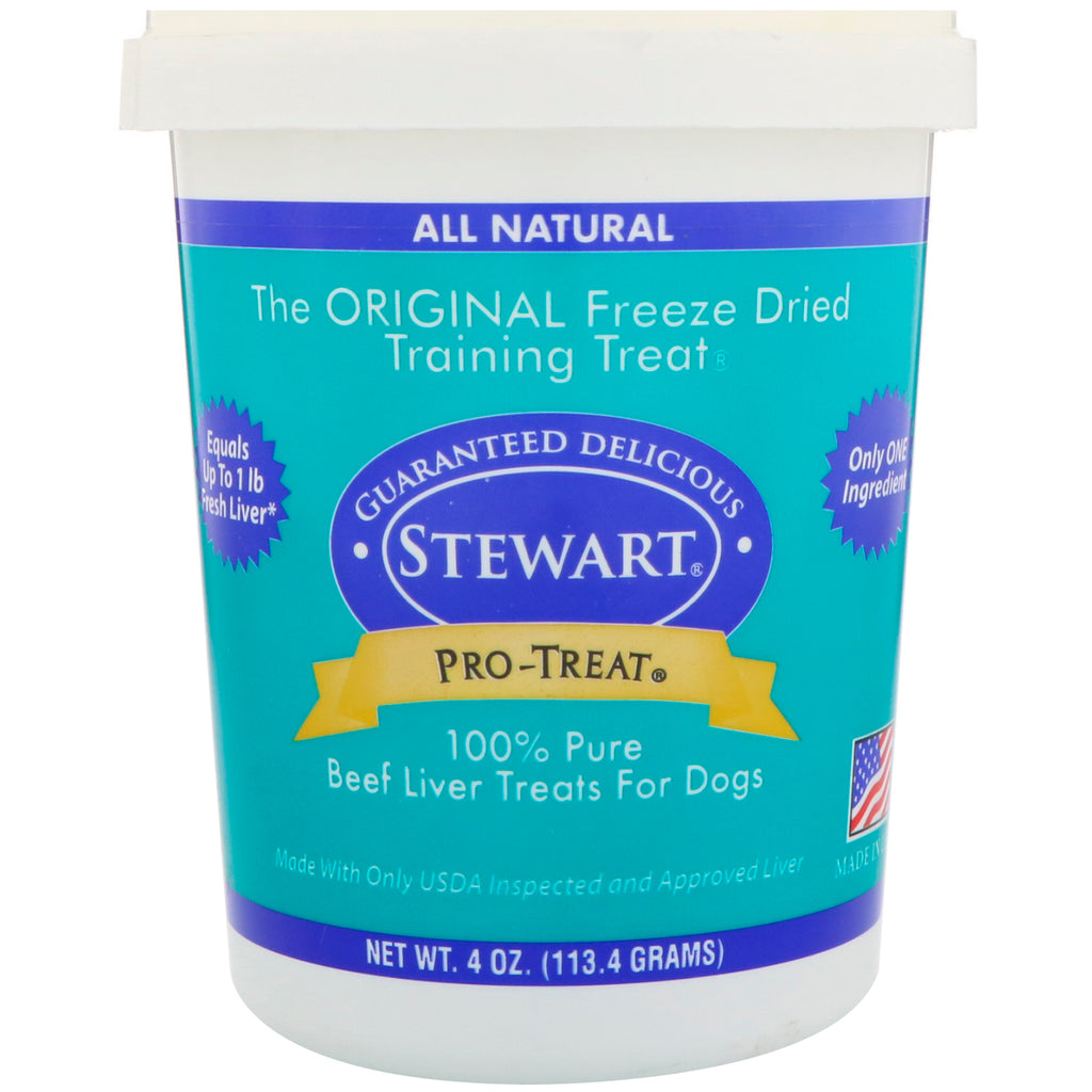 Stewart, Pro-Treat, frystorkade godsaker, för hundar, nötlever, 4 oz (113,4 gram)