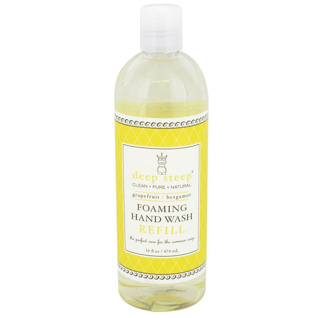 Deep Steep, Recharge de nettoyant moussant pour les mains, Pamplemousse - Bergamote, 16 fl oz (474 ​​ml)