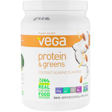 Vega, 단백질 및 녹색 채소, 코코넛 아몬드 맛, 518g(18.3oz)