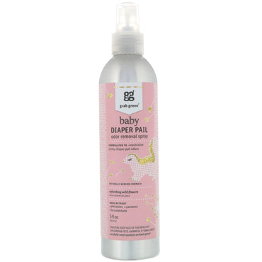 GrabGreen Baby Diaper Pail Odor Removal Spray Refreshing Wild Flowers with Essential Oils 5 fl oz (147 ml)