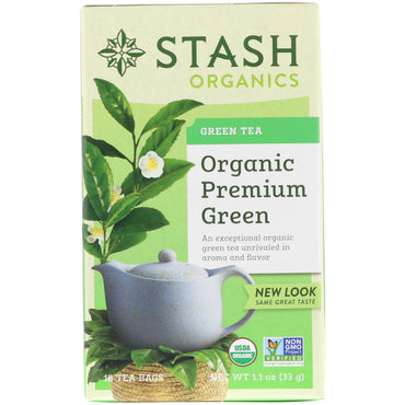 Stash-thee, groene thee, premium groen, 18 theezakjes, 33 g