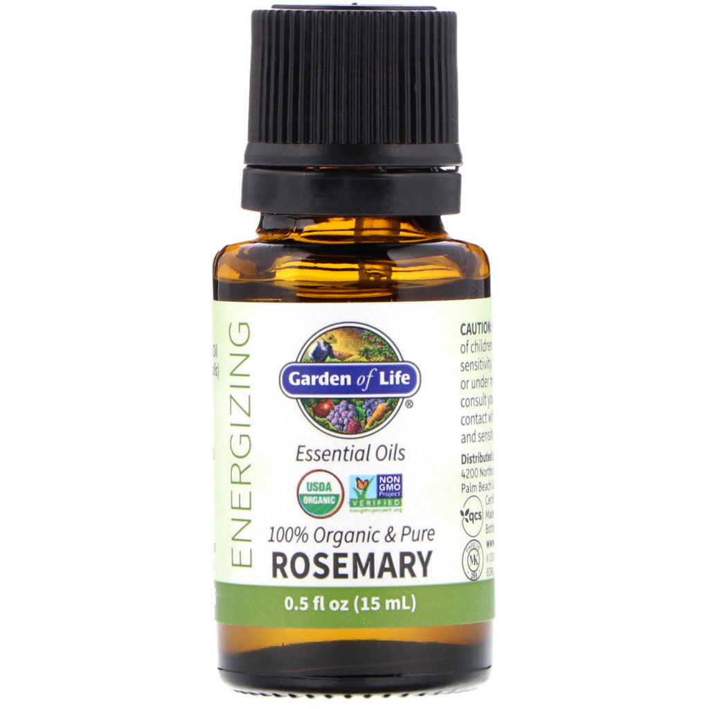 Garden of Life, 100%  & Pure, Essential Oils, Energizing, Rosemary, 0.5 fl oz (15 ml)