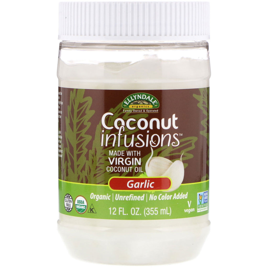Now Foods, Ellyndale Naturals, Coconut Infusions, Hvidløgssmag, 12 fl oz (355 ml)