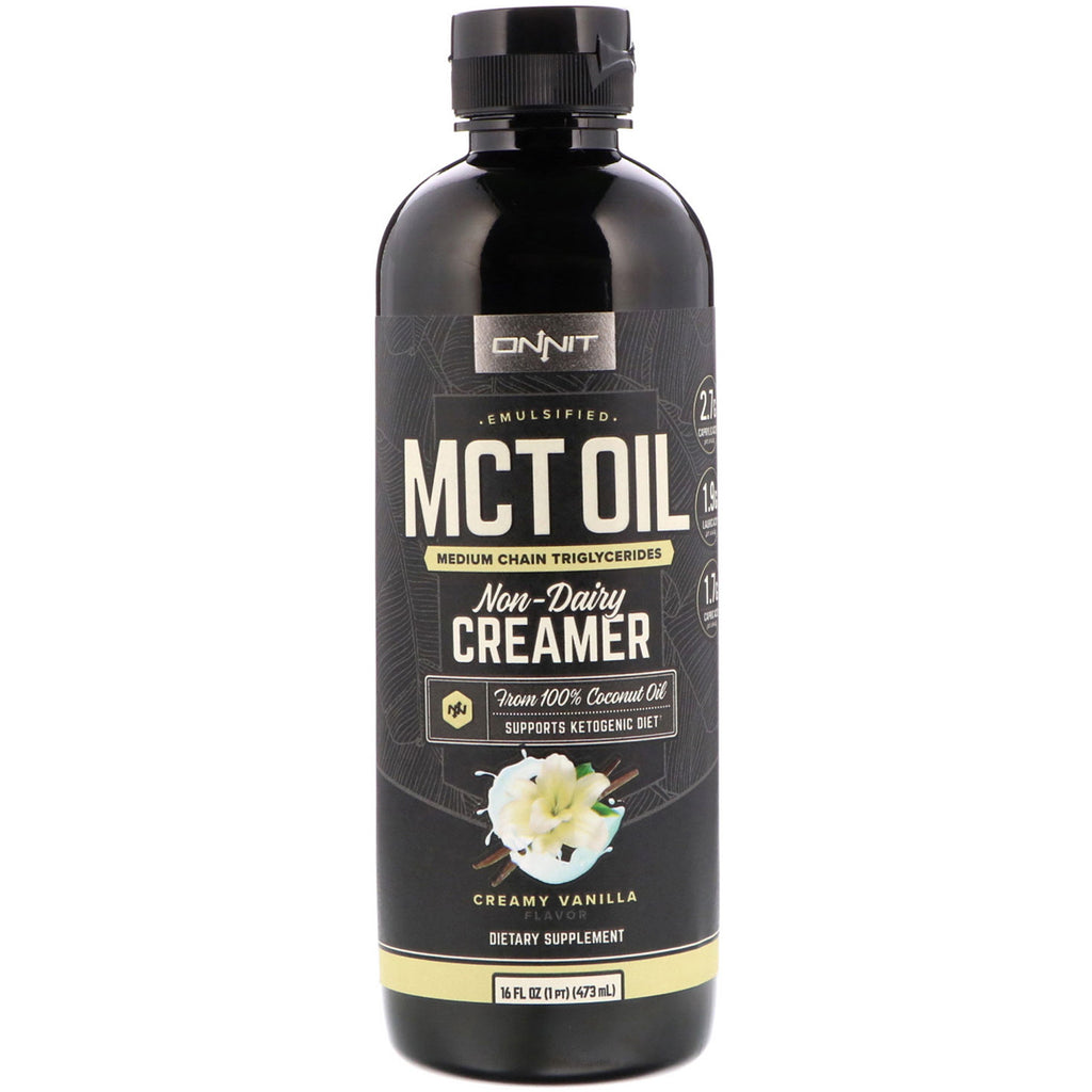 Onnit, emulgert MCT-olje, ikke-meierikremer, kremet vanilje, 16 fl oz (473 ml)