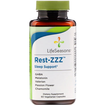 LifeSeasons, Apoyo para dormir Rest-ZZZ, 60 cápsulas vegetarianas