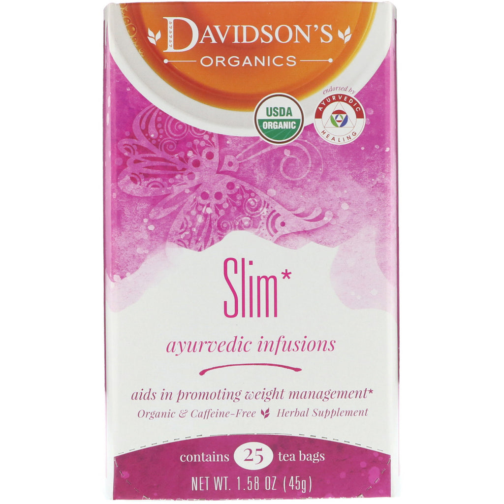 Davidson's Tea, Ayurvedic Infusions, Slim, 25 ถุงชา, 1.58 ออนซ์ (45 กรัม)
