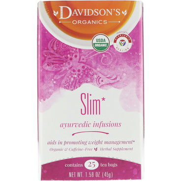 Tè di Davidson, infusi ayurvedici, Slim, 25 bustine di tè, 1,58 oz (45 g)