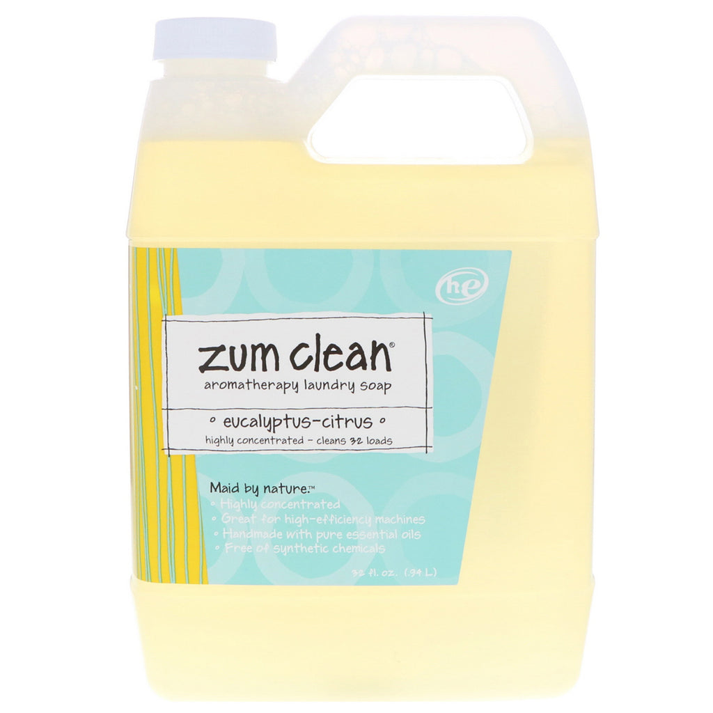 Indigo Wild, Zum Clean, jabón para lavar ropa con aromaterapia, eucalipto y cítricos, 32 fl oz (0,94 l)