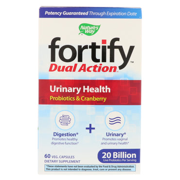 Nature's Way, Fortify, Dual Action Urinary Health, 20 Billion, 60 Veg Capsules