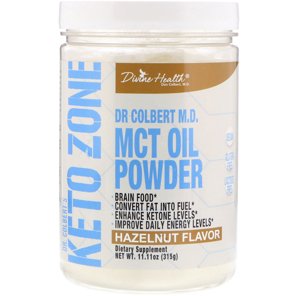 Divine Health, Dr. Colbert's Keto Zone, polvere di olio MCT, sapore di nocciola, 315 g (11,11 once)