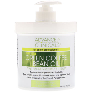 Advanced Clinicals, Green Coffee Bean Oil, Thermo-Firming Cream, 16 oz (454 g)