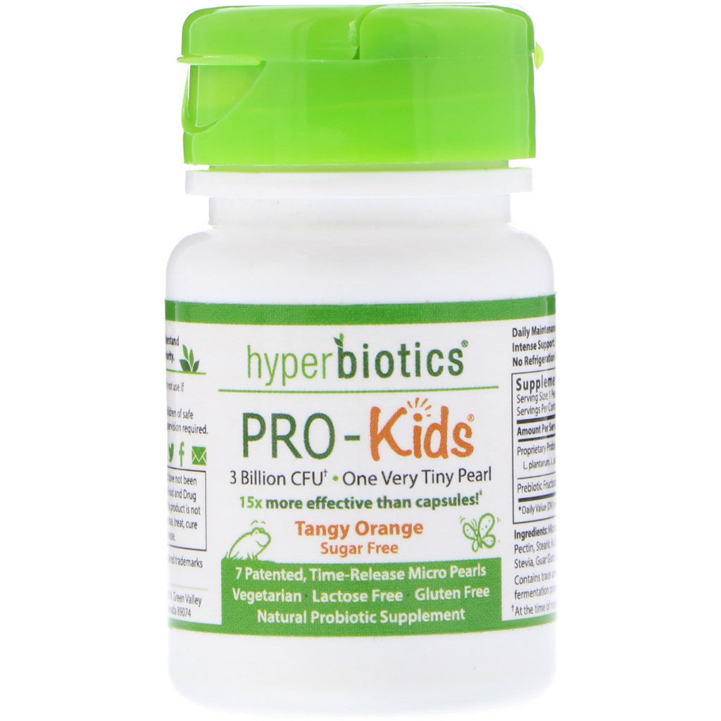 Hyperbiotics, PRO-Kids, Naranja picante, Sin azúcar, 7 microperlas