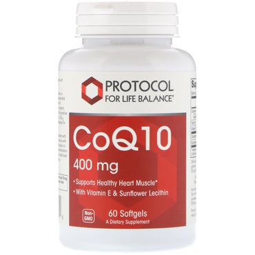 Protocolo para Equilíbrio de Vida, CoQ10, 400 mg, 60 Cápsulas Softgel
