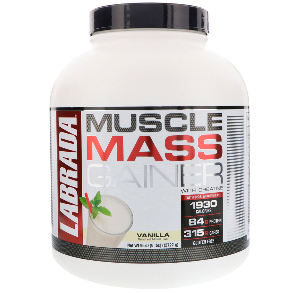 Labrada Nutrition, Muscle Mass Gainer cu creatină, vanilie, 6 lbs (2722 g)