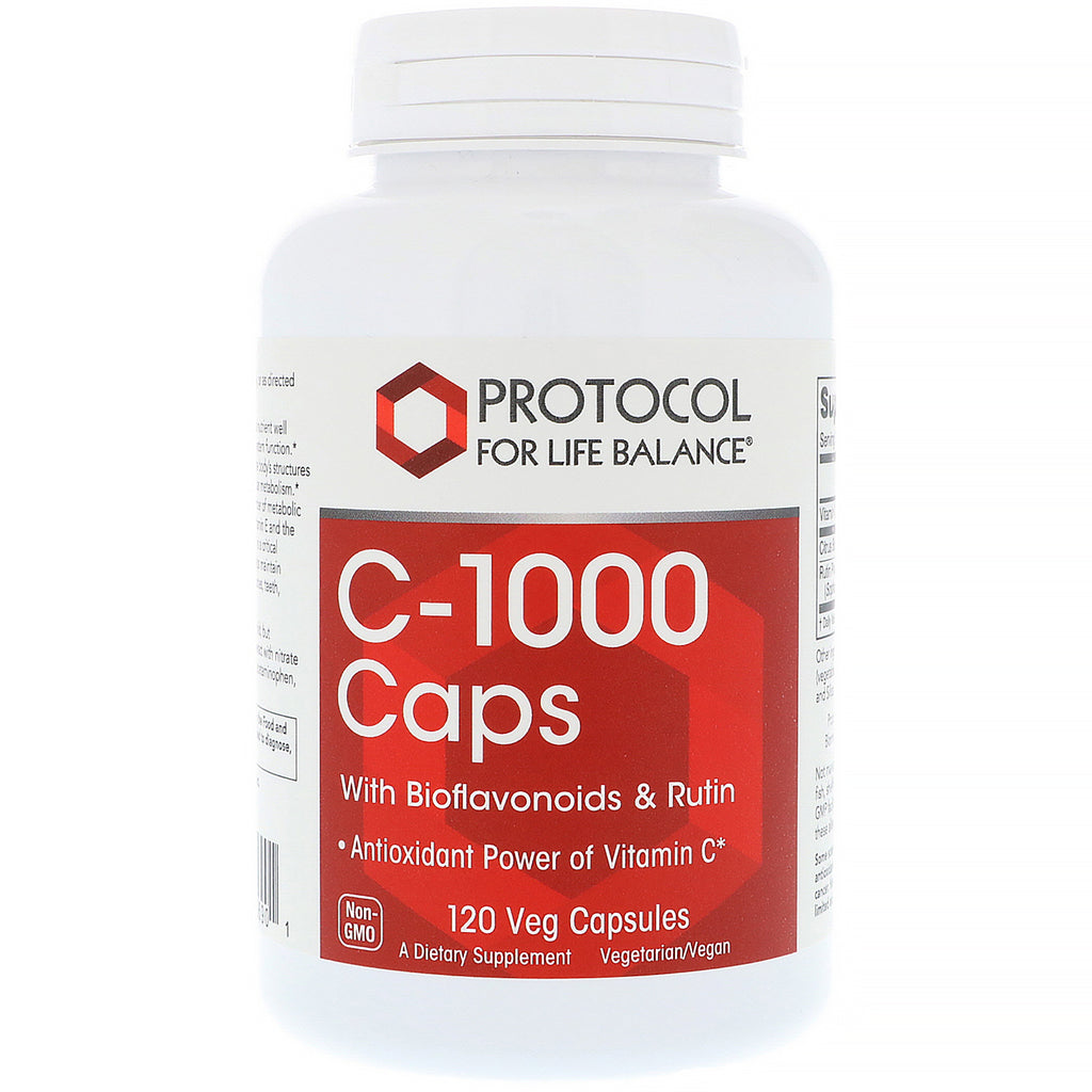 Protocol voor levensbalans, C-1000-capsules met bioflavonoïden en rutine, 120 vegetarische capsules