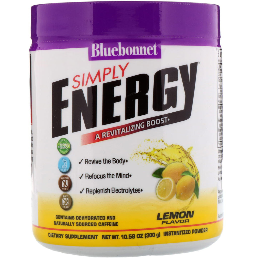 Bluebonnet Nutrition, Simply Energy, aromă de lămâie, 10,58 oz (300 g)