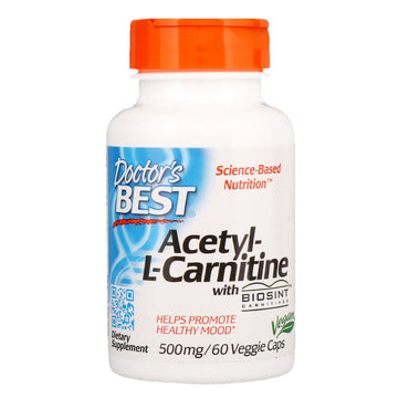 Doctor's Best, Acetyl-L-Carnitine met Biosint Carnitines, 500 mg, 60 Veggie Caps